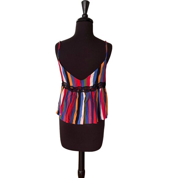 🎉 HOST PICK 🎉 Zara Rainbow Striped Lace Trim Camisole size MEDIUM - Picture 7 of 13